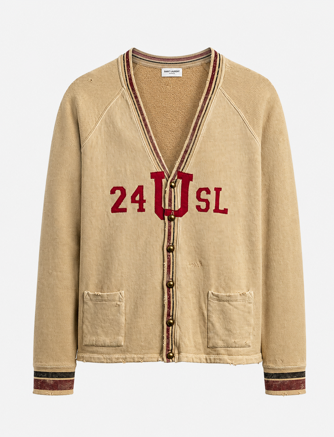 Saint Laurent SL U 24 Destroyed Collegiate Cardigan